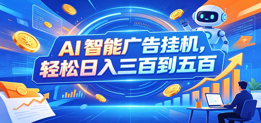 AI智能广告挂机，24小时自动跑，日入300-500，新手零门槛-好耶资源