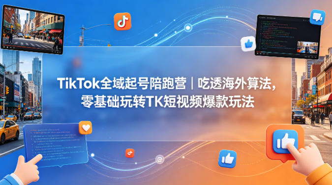 TikTok全域起号陪跑营｜吃透海外算法，零基础玩转TK短视频爆款玩法-好耶资源