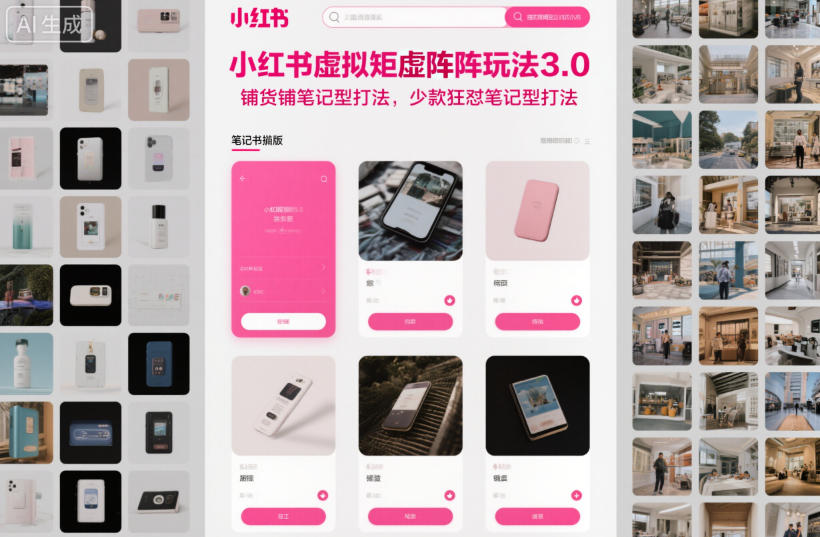 小红书虚拟矩阵玩法3.0，铺货铺笔记型打法，少款狂怼笔记型打法-好耶资源