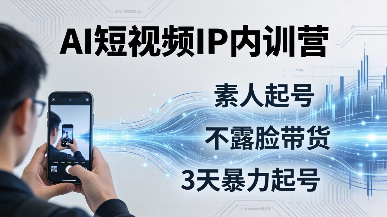 2026AI短视频IP内训营-更新：从素人起号到不露脸带货，3天暴力起号全流程拆解-好耶资源