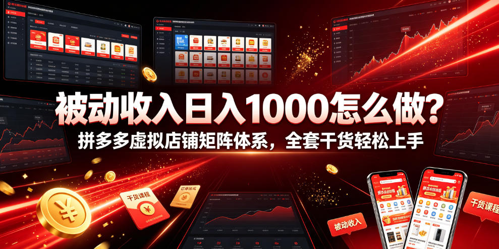 被动收入日入1000怎么做？拼多多虚拟店铺矩阵体系，全套干货轻松上手【揭秘】-好耶资源