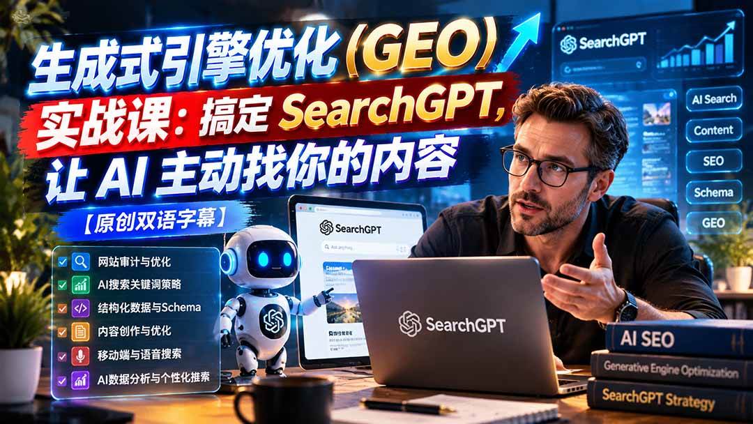 (21116期)生成式引擎优化(GEO)实战课:搞定 SearchGPT,让 AI 主动找你的内容【原创双语字幕】-好耶资源
