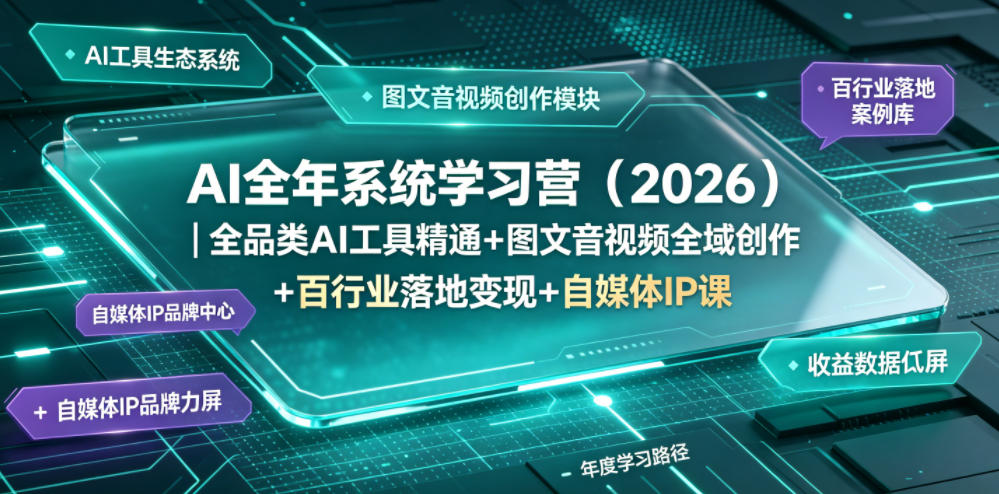 AI全年系统学习营(2026)|全品类AI工具精通+图文音视频全域创作+百行业落地变现+自媒体IP打造年度进阶大课-好耶资源