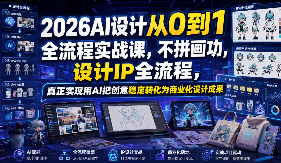 2026AI设计从0到1全流程实战课，不拼画功，设计IP全流程，真正实现用AI把创意稳定转化为商业化设计成果-好耶资源