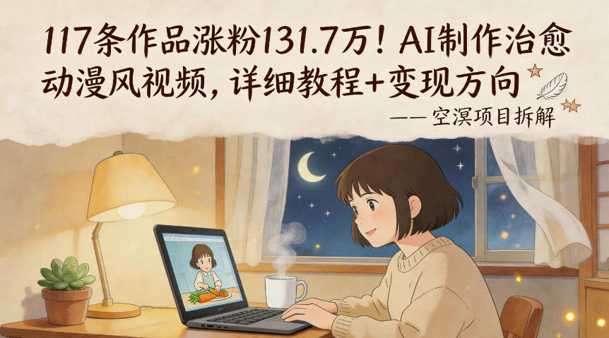 117条作品涨粉131.7W！AI制作治愈动漫风视频，详细教程+变现方向-好耶资源