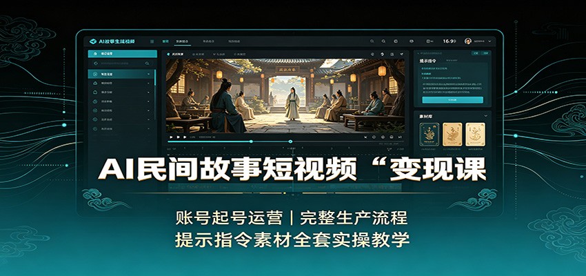 AI民间故事短视频变现课：账号起号运营，完整生产流程，提示指令素材全套实操教学-好耶资源