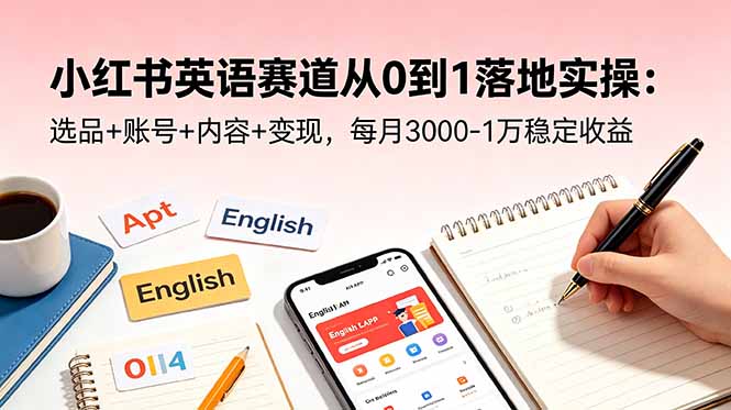 小红书英语赛道从0到1落地实操：选品+账号+内容+变现，每月3000-1万稳定收益-好耶资源