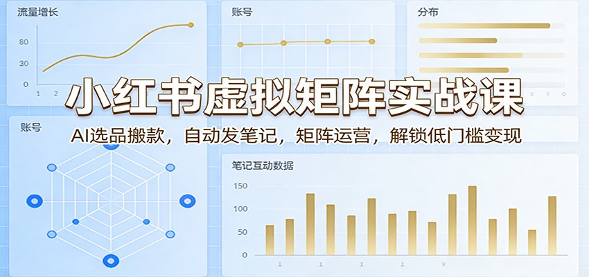 小红书虚拟矩阵实战课：AI选品搬款，自动发笔记，矩阵运营，解锁低门槛变现-好耶资源