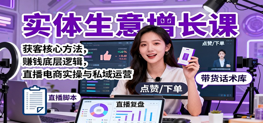 实体生意增长课：获客核心方法，赚钱底层逻辑，直播电商实操与私域运营-好耶资源
