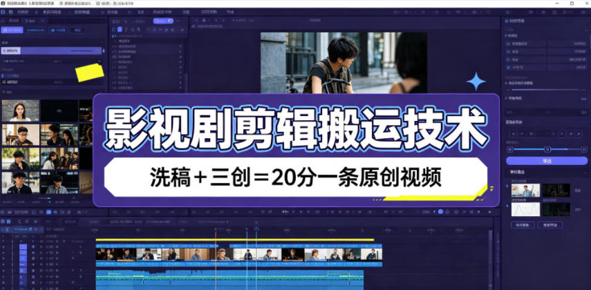 影视剧剪辑搬运技术,洗稿+三创=20分一条原创视频-好耶资源