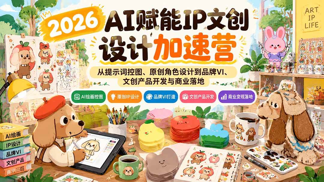 (21151期)2026AI赋能IP文创设计加速营:从提示词控图、原创角色设计到品牌VI、文创产品开发与商业落地-好耶资源