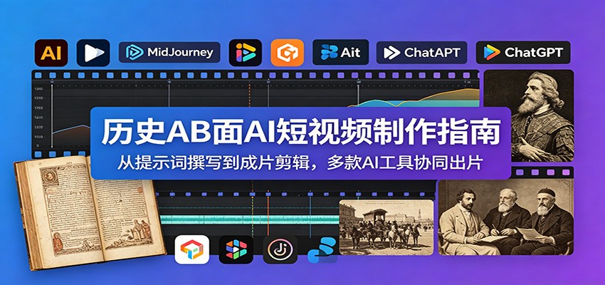 历史AB面AI短视频制作指南：从提示词撰写到成片剪辑，多款AI工具协同出片-好耶资源