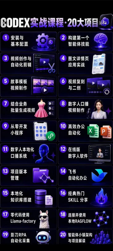 2026Codex智能体实战最新课,从安装配置到智能体小镇架构,涵盖视频创作/数字人/办公提效全技能-好耶资源