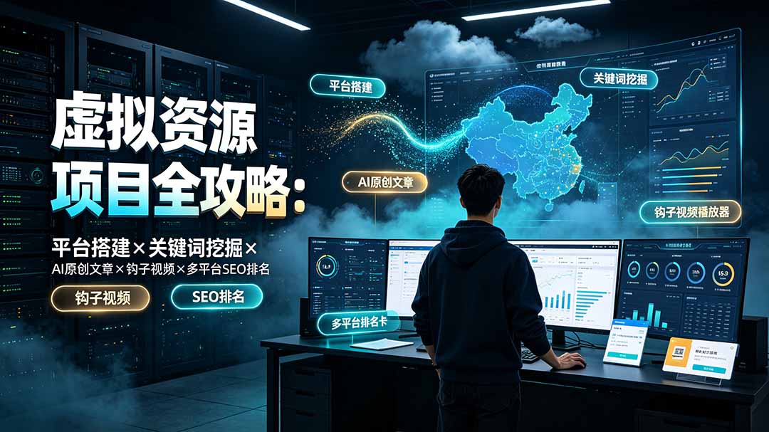 虚拟资源项目全攻略:平台搭建×关键词挖掘×AI原创文章×钩子视频×多平台SEO排名-好耶资源
