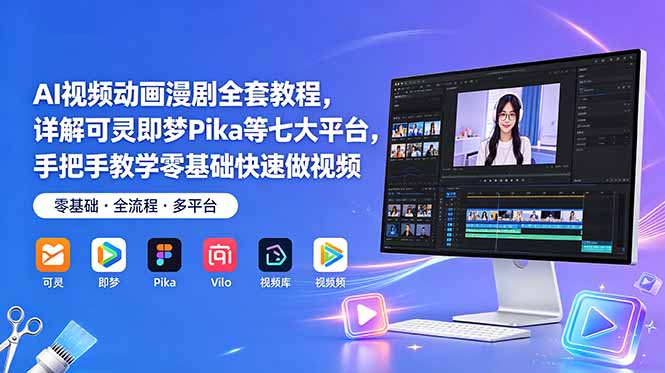 AI视频动画漫剧全套教程，详解可灵即梦Pika等七大平台，手把手教学零基础快速做视频-好耶资源