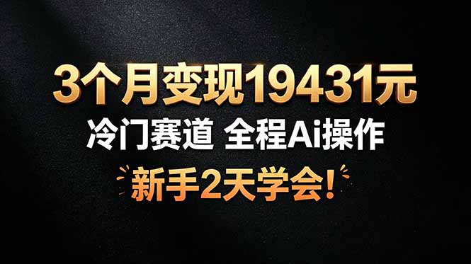 3个月变现19431元，冷门赛道 全程Ai操作，新手2天学会！-好耶资源