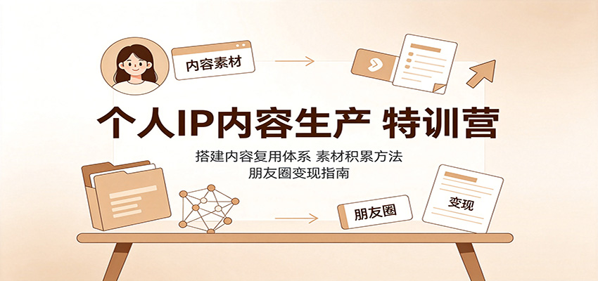 个人IP内容生产特训营：搭建内容复用体系，素材积累方法，朋友圈变现指南-好耶资源
