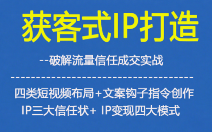 获客型IP打造，破解流量信任成，四类短视频布局+文案钩子指令创作IP三大信任状+IP变现四大模式-好耶资源