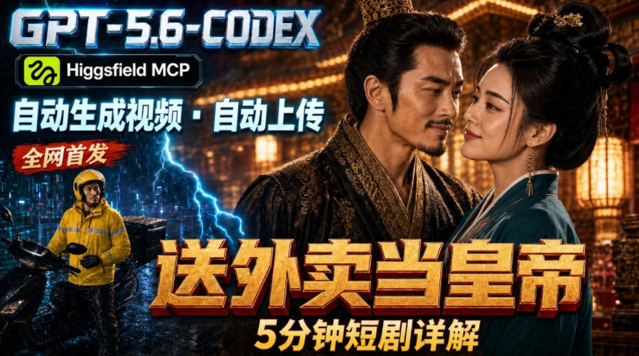 GPT-5.6 Codex+Higgsfield MCP：一条指令生成5分钟短剧并自动上传YouTube(油管)-好耶资源