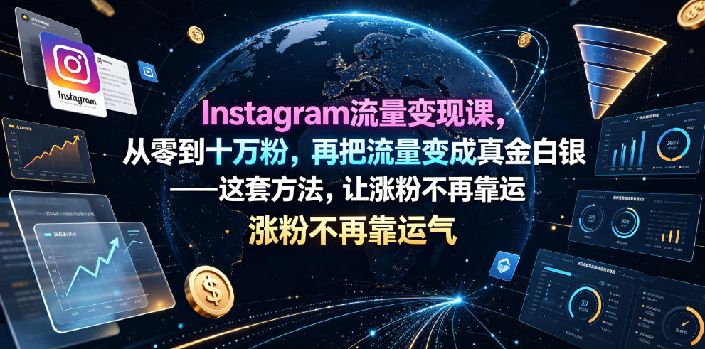 Instagram流量变现课，从零到十万粉，再把流量变成真金白银——这套方法，让涨粉不再靠运气【原创双语字幕】-好耶资源