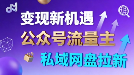公众号流量主+私域网盘拉新，多方式变现，简单易上手，当天就有收益-好耶资源