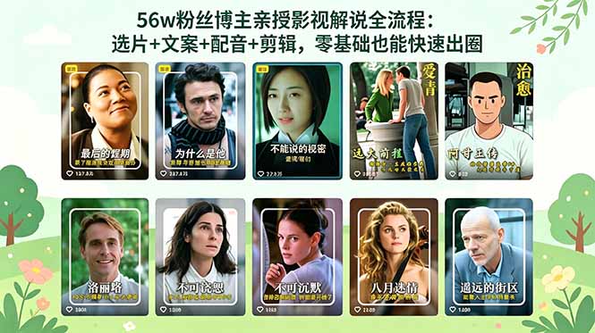 56万粉丝博主亲授影视解说全流程:选片+文案+配音+剪辑,零基础也能快速出圈-好耶资源