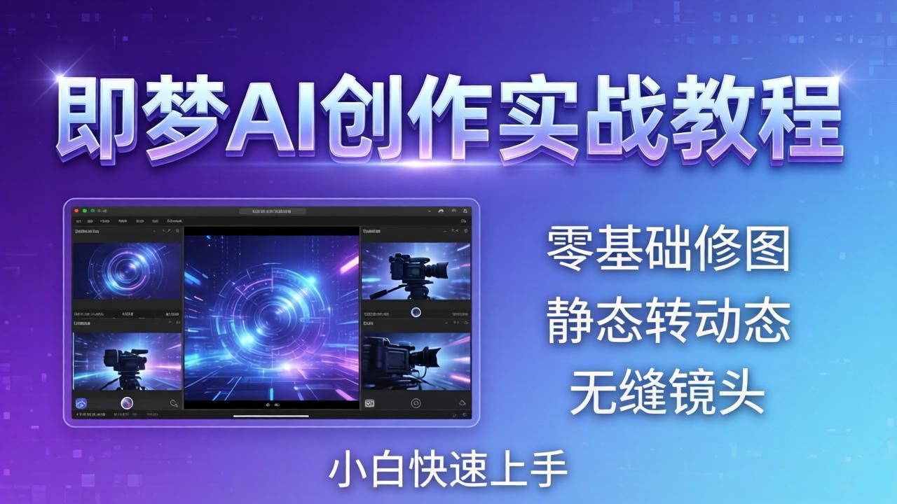 即梦AI创作实战教程，从零基础修图到AI导演，实战教学静态转动态+无缝镜头，小白快速上手-好耶资源