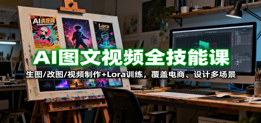 AI图文视频全技能课：生图/改图/视频制作+Lora训练，覆盖电商 、设计多场景-好耶资源