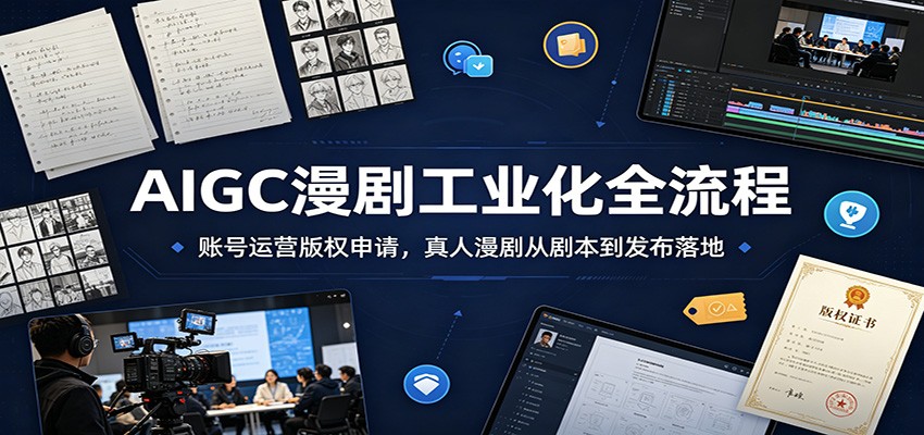 AIGC漫剧工业化全流程：账号运营版权申请，真人漫剧从剧本到发布落地-好耶资源