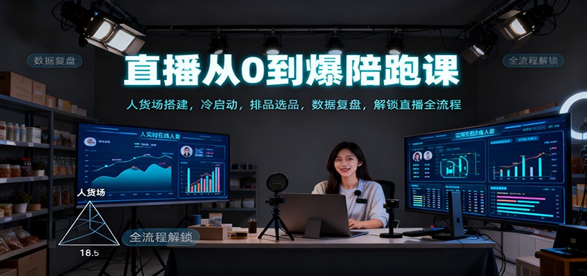 直播从0到爆陪跑课：人货场搭建，冷启动，排品选品，数据复盘，解锁直播全流程-好耶资源