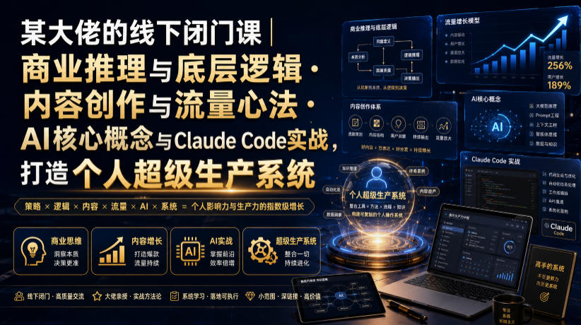 某大佬的线下闭门课|商业推理与底层逻辑・内容创作与流量心法・AI核心概念与Claude Code实战,打造个人超级生产系统【录音+图片】-好耶资源