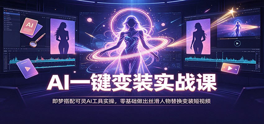 AI一键变装实战课：即梦搭配可灵AI工具实操，零基础做出丝滑人物替换变装短视频-好耶资源