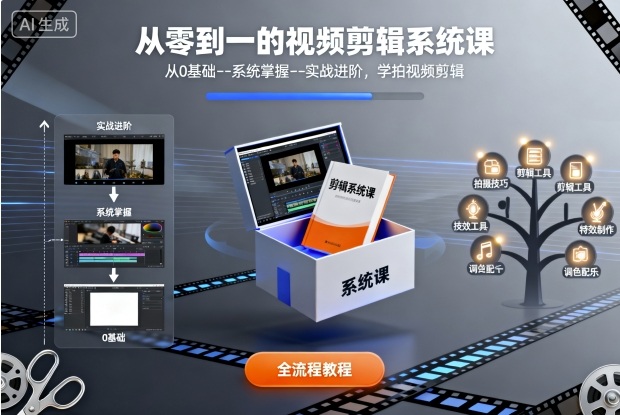 从零到一的视频剪辑系统课，从0基础–系统掌握–实战进阶，学拍视频剪辑-好耶资源