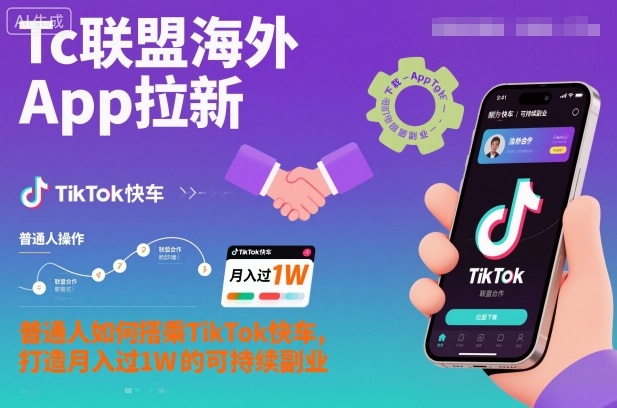 Tc联盟海外App拉新：普通人如何搭乘TikTok快车，打造月入过1W的可持续副业-好耶资源