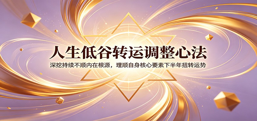 人生低谷转运调整心法：深挖持续不顺内在根源，理顺自身核心要素下半年扭转运势-好耶资源