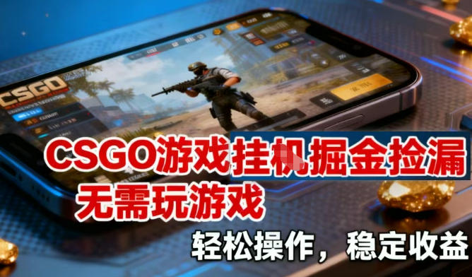 CSGO游戏挂G掘金捡漏，不需要玩游戏，操作简单，收益稳定【揭秘】-好耶资源