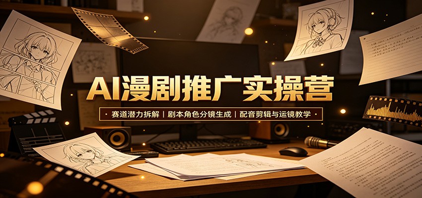 AI漫剧推广实操营：赛道潜力拆解，剧本角色分镜生成，配音剪辑与运镜教学-好耶资源