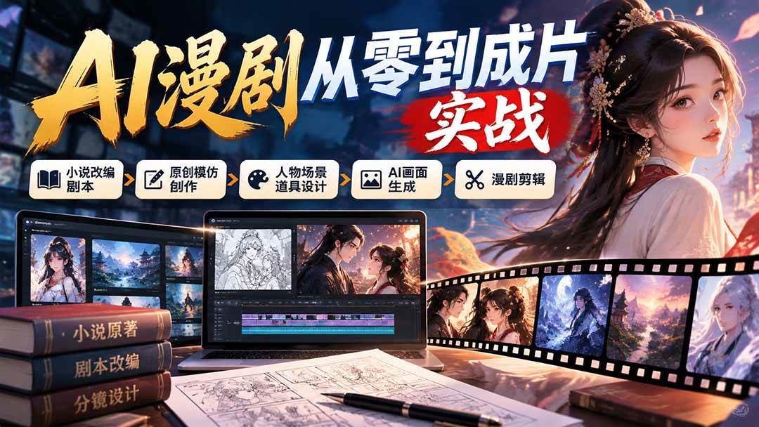 (21069期)AI漫剧从零到成片实战:小说改编剧本、原创模仿创作、人物场景道具设计、AI画面生成与漫剧剪辑 (21069期)AI漫剧从零到成片实战:小说改编剧本、原创模仿创作、人物场景道具设计、AI画面生成与漫剧剪辑