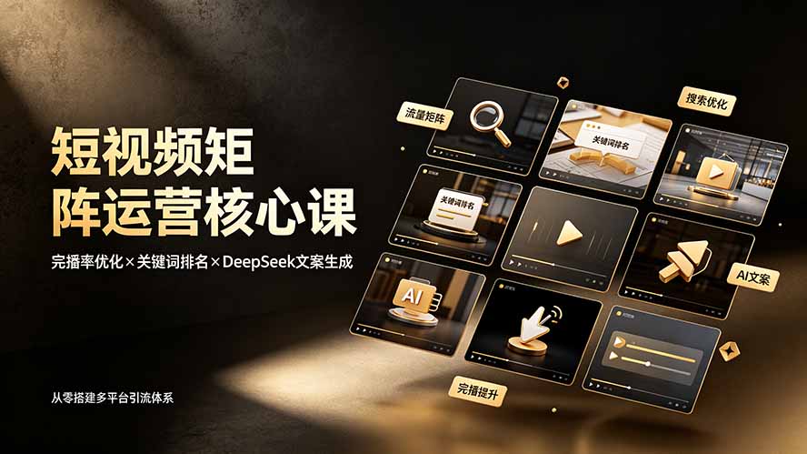 短视频矩阵运营核心课：完播率优化×关键词排名×DeepSeek文案生成，从零搭建多平台引流体系-好耶资源