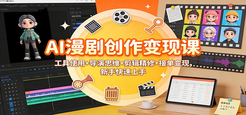 AI漫剧创作变现课：工具使用+导演思维+剪辑精修+接单变现，新手快速上手-好耶资源