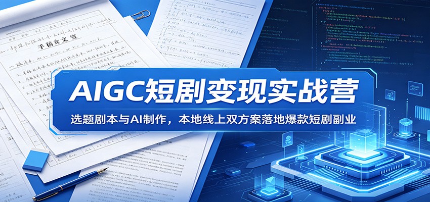 AIGC短剧变现实战营：选题剧本与AI制作，本地线上双方案落地爆款短剧副业-好耶资源