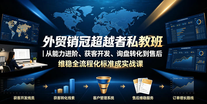 外贸销冠超越者私教班|从能力进阶、获客开发、询盘转化到售后维稳全流程标准化成交实战课-好耶资源