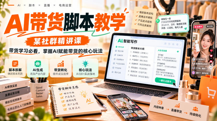 AI带货脚本教学，某社群精讲课，带货学习必看，掌握AI赋能带货的核心玩法-好耶资源