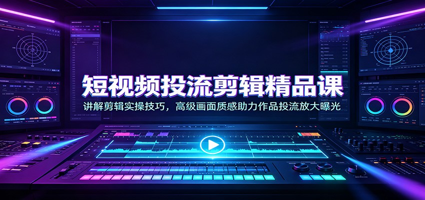 短视频投流剪辑精品课：讲解剪辑实操技巧，高级画面质感助力作品投流放大曝光-好耶资源