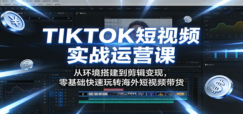TIKTOK短视频实战运营课:从环境搭建到剪辑变现,零基础快速玩转海外短视频带货-好耶资源