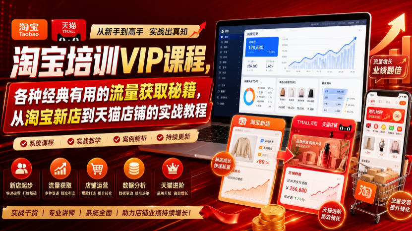 淘宝培训VIP课程,各种经典有用的流量获取秘籍,从淘宝新店到天猫店铺的实战教程(更新7月)-好耶资源