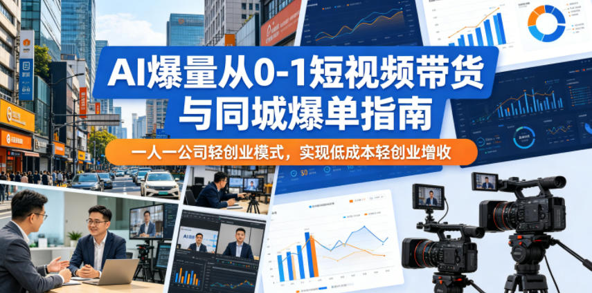 AI爆量从0-1短视频带货与同城爆单指南，一人一公司轻创业模式，实现低成本轻创业增收-好耶资源