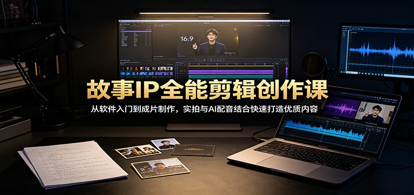 故事IP全能剪辑创作课：从软件入门到成片制作，实拍与AI配音结合快速打造优质内容-好耶资源