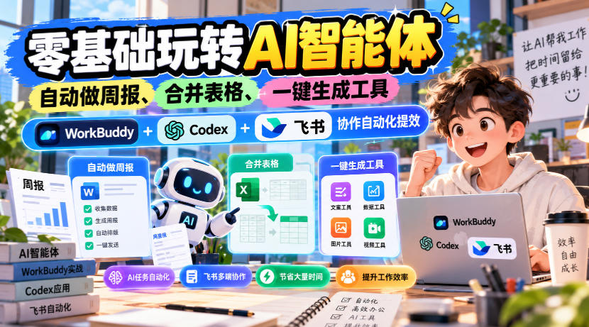 【无水印】零基础玩转AI智能体，自动做周报、合并表格、一键生成工具，WorkBuddy+Codex + 飞书协作自动化提效-好耶资源