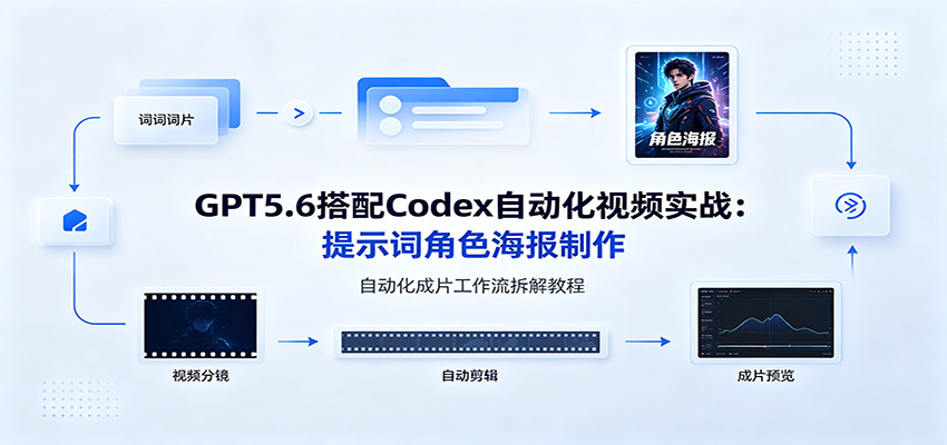 GPT5.6搭配Codex自动化视频实战:提示词角色海报制作,自动化成片工作流拆解教程-好耶资源